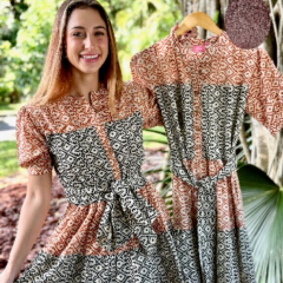 Just Darviny Ibiza Short Dress Chocolate/Cherry - Picture 5 of 6